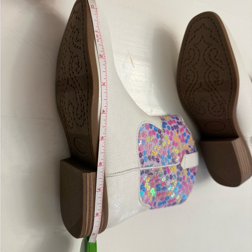 Steve Madden big girls kids White Western Boots Floral Sequin cowgirl sz 5 NEW - Picture 9 of 10